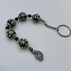 Black and Silver Beaded Keychain